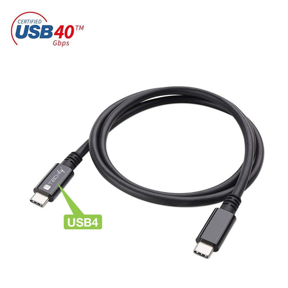 USB 4 Gen 3 Type-C kabel hane/hane E-Mark 8K 40Gbps 100W PD 0,8m Svart