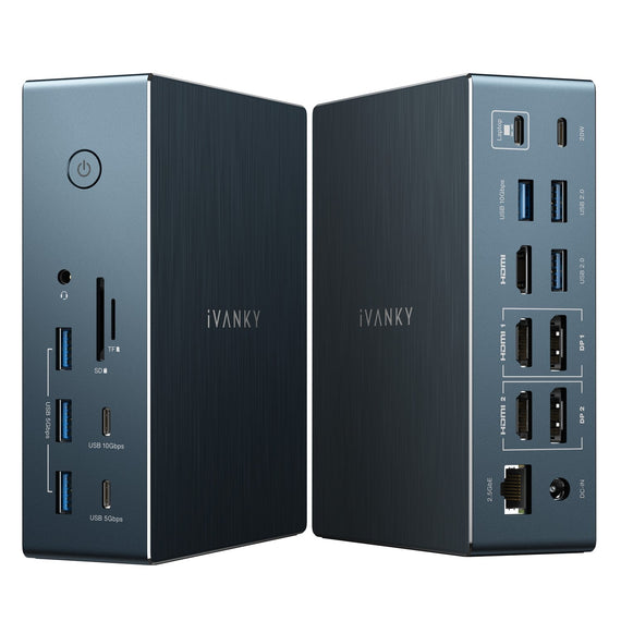 iVANKY 20-in-1 DisplayLink Docking Station for MacBook Pro/Air FusionDock Pro 2, Triple 4K@60Hz Monitor Display for M1/M2/M3/M4/M5 MacBook/Windows, 180W Power, 2.5GbE, HDMI, DP, 10Gbps