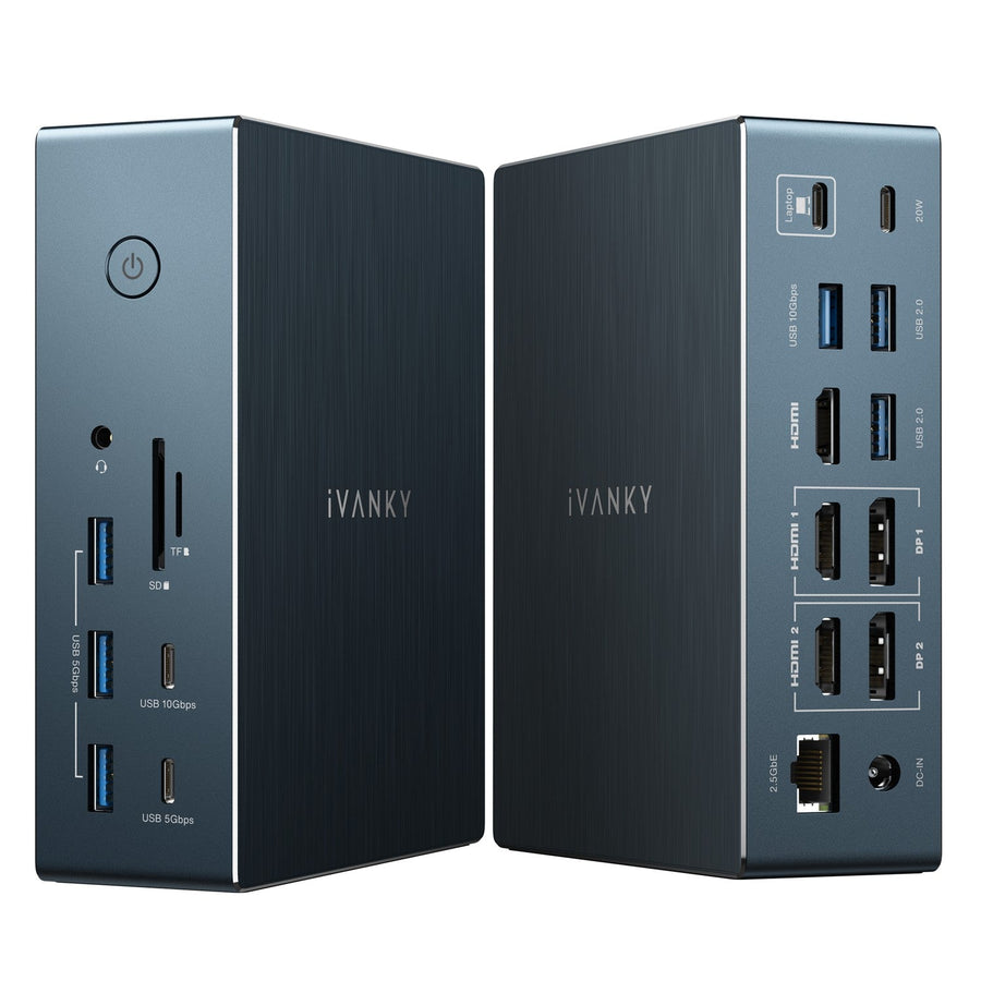 iVANKY 20-in-1 DisplayLink Docking Station for MacBook Pro/Air FusionDock Pro 2, Triple 4K@60Hz Monitor Display for M1/M2/M3/M4/M5 MacBook/Windows, 180W Power, 2.5GbE, HDMI, DP, 10Gbps