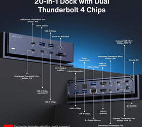 iVANKY 20-in-1 FusionDock Max 1 Dual Thunderbolt 4 For Mac M1/M2/M3/M4, Quad 6K @ 60Hz Monitor MacBook Docking Station with 2 x HDMI, 7 x 10Gbps USB, 2.5GbE, 96W PD, SD/TF 4.0, 40G