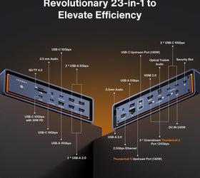 iVANKY FusionDock Max 2 Thunderbolt5 23-i-1 Dockningsstation för Mac M1/M2/M3/M4/M5 Pro/Max 120Gbps Trippla skärmar 6K@60Hz 140W PD Windows inkompatibel