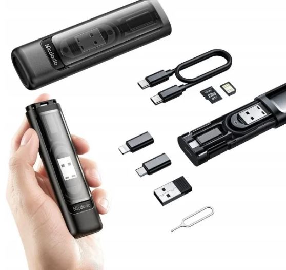 Mcdodo WF-1720 Nano Series Multifunktionell snabbladdnings datakabel box med adapter, utmatningsstift, kortplats