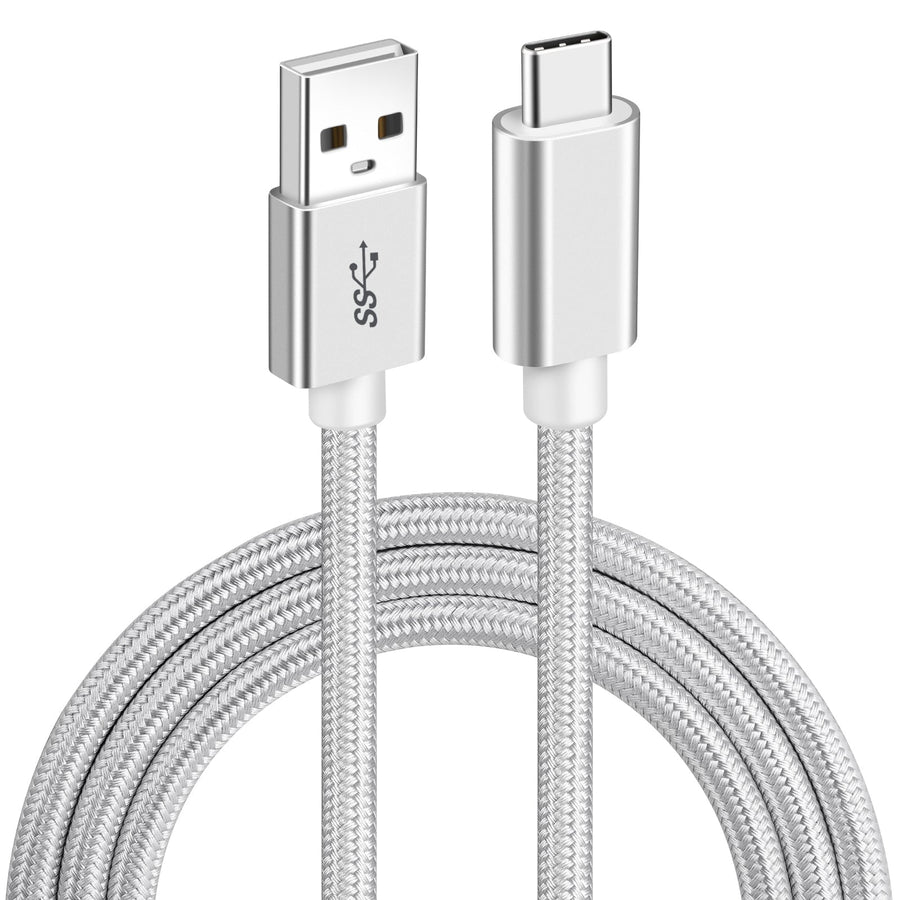1m USB3.2 Gen1 USB-C till A nylonflätad kabel snabbladdning 3A 5Gbps Power Delivery PD 60W vit