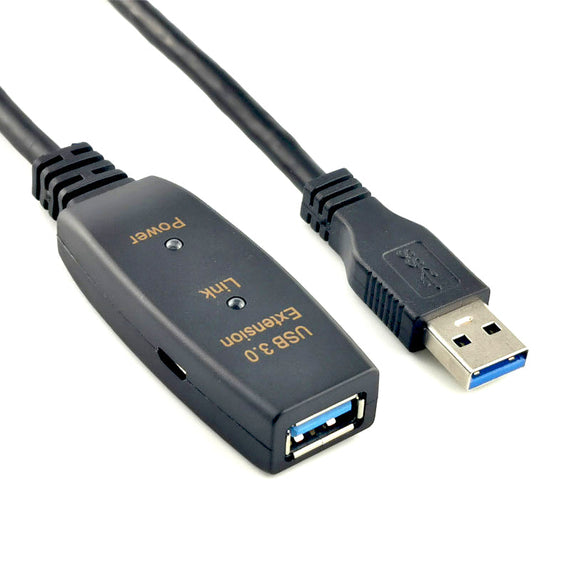 Aktiv 15m USB3.1 förlängningskabel 5Gbps USB A hane till hona för Xbox, PS5, Oculus, skrivare, scanner, Playstation, VR USB Extension cable