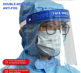 Ansiktsskydd, Visir tillverkad i PET-plast, transparent, mot stänk från t.ex. hostningar och nysningar, Skyddsvisir, ansiktsvisir