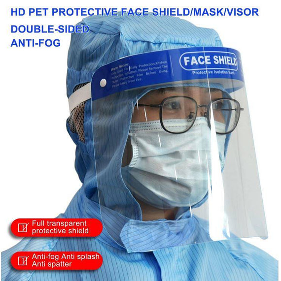 Ansiktsskydd, Visir tillverkad i PET-plast, transparent, mot stänk från t.ex. hostningar och nysningar, Skyddsvisir, ansiktsvisir