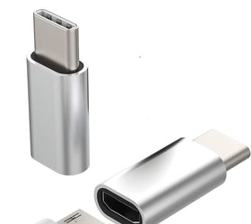 Adapter Micro USB hona till USB C hane metal svart