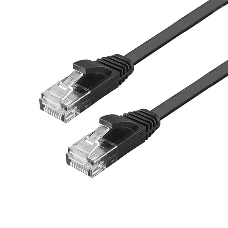 Cat6 U/UTP flat nätverkskabel 7,5m 250MHz bandbredd och 10Gbps överföringshastighet svart