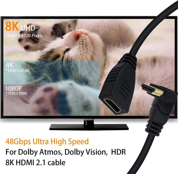 vinklad HDMI adapter 8K60Hz 4k120Hz 48Gbps hane till hona HDMI2.1 15cm
