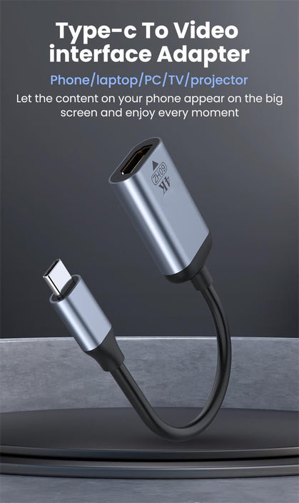 USBC till HDMI adapter 10cm 4K 60Hz stöd för HDCP1.4 och 2.2 space grey aluminium