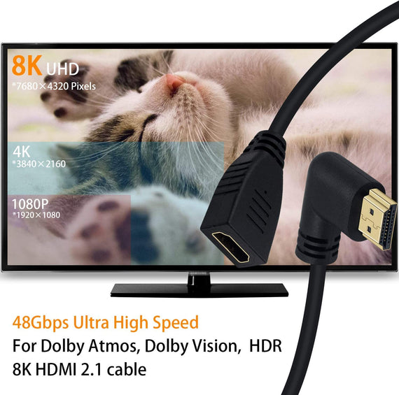 vinklad HDMI adapter 8K60Hz 4k120Hz 48Gbps hane till hona HDMI2.1 15cm