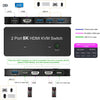 USB-C och HDMI 2.1 8K60Hz KVM switch 2 till 1 HDCP2.3 HDR10 med 4xUSB-A output