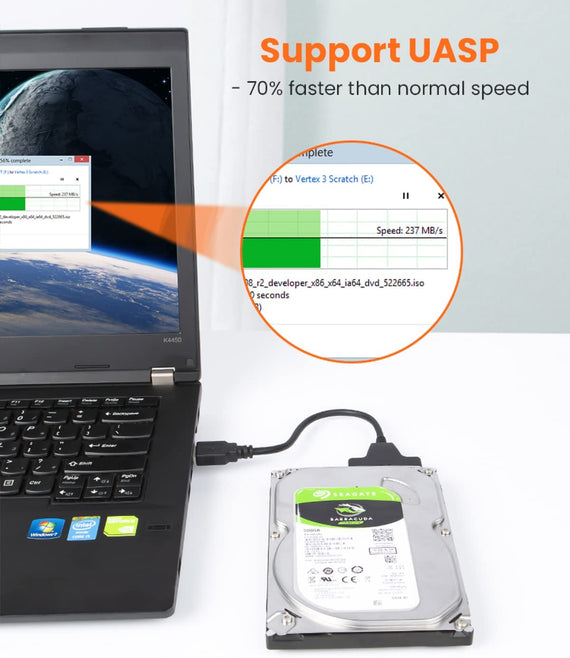 USB-A till SATA adapter 2,5 SATA III HDD 5Gbps
