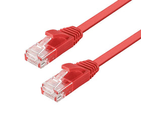 NÖRDIC Cat6 U/UTP flat nätverkskabel 7,5m 250MHz bandbredd och 10Gbps överföringshastighet röd