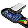 Mcdodo CA-5283 Vinklad USB C till vinklad USB A kabel för synkning och snabb laddning med LED svart 3m