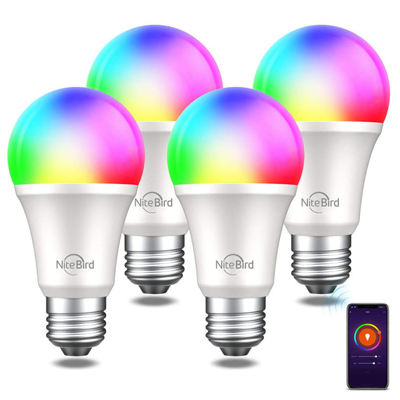 NiteBird Smart Wifi 2,4Ghz RGB LED Lampa 800Lm 8W E27 dimmbar röststyrning schemaläggning diskolampa