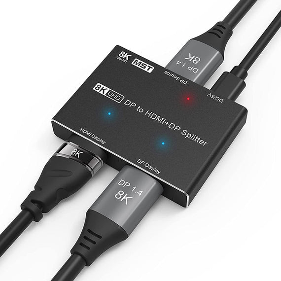 1 till 2 splitter 1xDisplayport till 1xHDMI och 1xDisplayport 8K30Hz stöd för MST och HDR