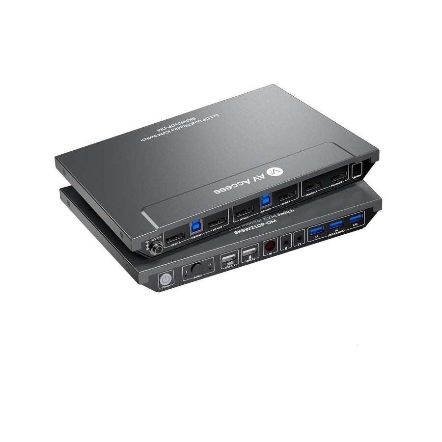 8K DisplayPort KVM-switch för två datorer, stöder dubbla bildskärmar 144hz/165hz/240hz