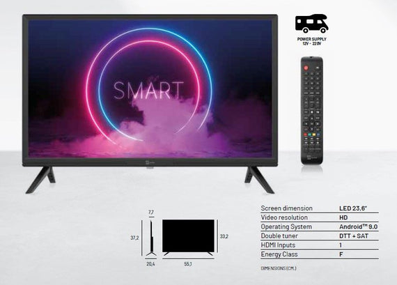 Full HD Smart TV 24tum 12V DC 100-240V för båt husvagn husbil DVB-T2 DVB-S2 VESA 100x100 PALCO 24SMARTLX1