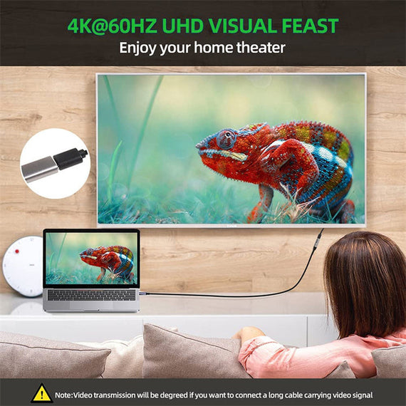 50cm USB3.2 SuperSpeed USB 5Gbps USB-C till C förlängningskabel med Power Delivery 60W och 4K60Hz video