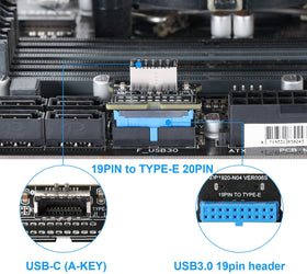 NÖRDIC USB 3.0 19pin till Type E adapter vinklad