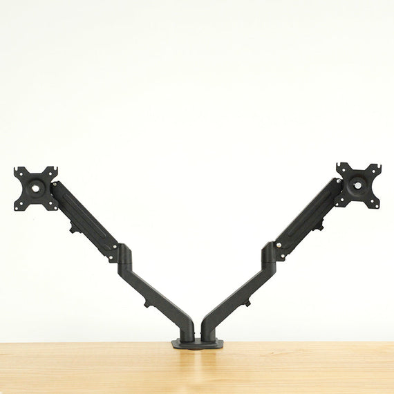 Monitorarm bordsfäste med gasfjäder för dubbla monitorer, 17"-27", aluminium och stål, svart, skärmfäste