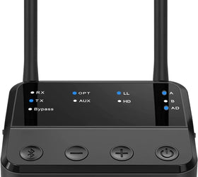 NÖRDIC Bluetooth 5.2 trådlös sändare dual link mottagre DAC Qualcomm aptXLL aptX HD 3.5mm AUX RCA optisk