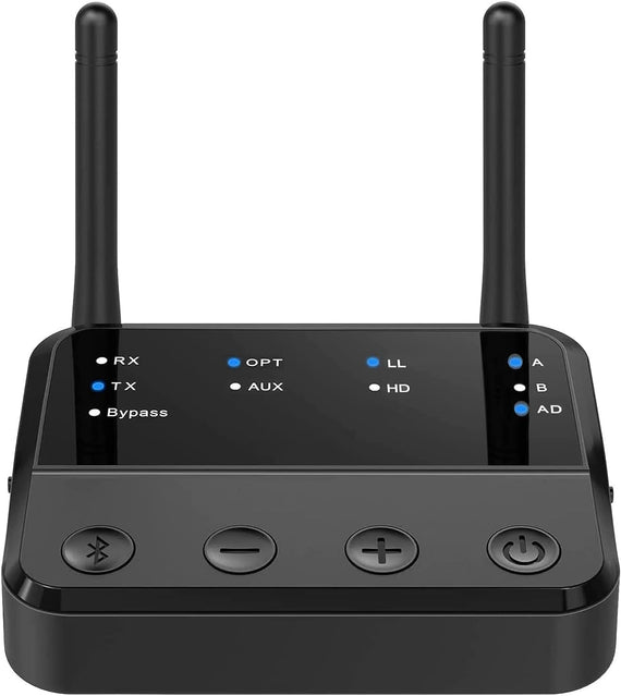 Bluetooth 5.2 trådlös sändare dual link mottagre DAC Qualcomm aptXLL aptX HD 3.5mm AUX RCA optisk
