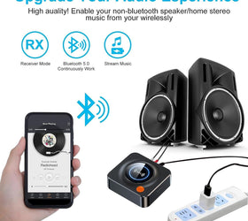 NÖRDIC Bluetooth 5.1 mottagare, med NFC, TF -kortplats , 3.5mm AUX/RCA, Låg latens trådlös ljudadapter för hemmusikstreaming stereosystem