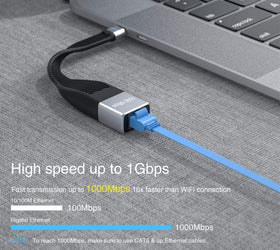 NÖRDIC Flat adapter USB-C till Giga Ethernet 10cm