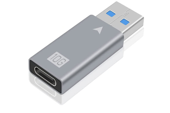 USB3.2 Gen2 USB-C till USB-A adapter 10Gbps metal silver