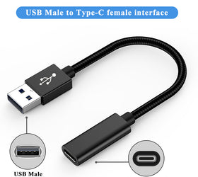 NÖRDIC USB C till OTG USB A adapter metal svart 50cm