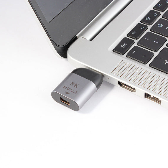 USB C till Mini Displayport adapter 8K i 60Hz Stöd för 3D och HDCP 1.4 och 2.2 10cm Aluminium Space Grey