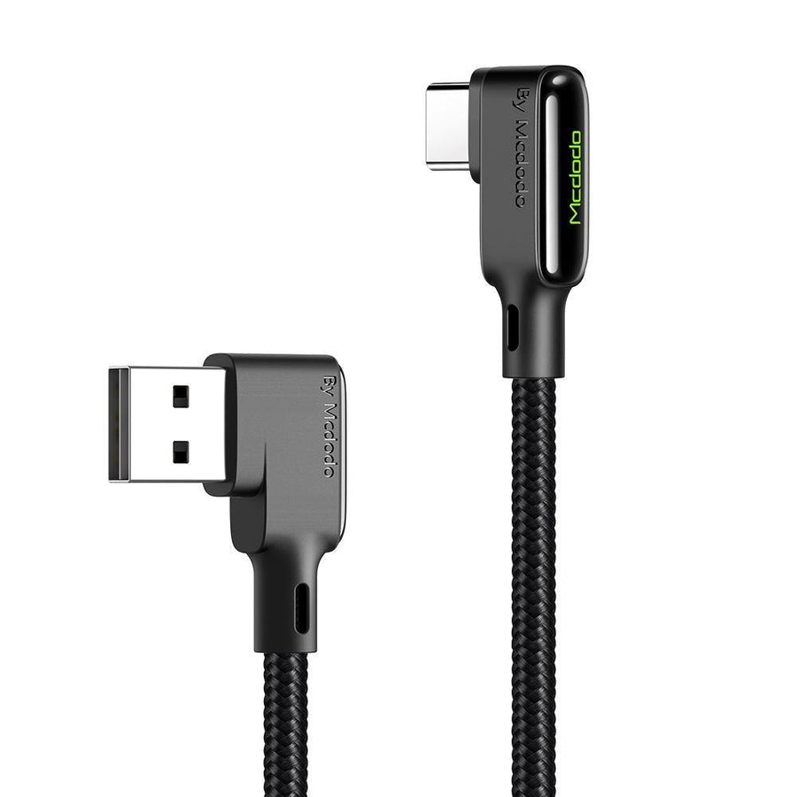 Mcdodo CA-7521 USB C till USB A vinklad kabel för snabbladdning och synk med LED 1,8m