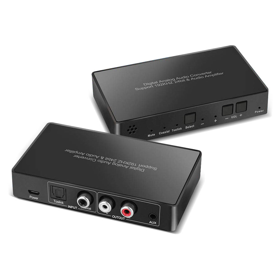 Digital till Analog ljudomvandlare Mini DAC, Toslink och Coaxial till RCA L/R audio och 3,5mm AUX utgång med fjärrkontroll D/A omvandlare
