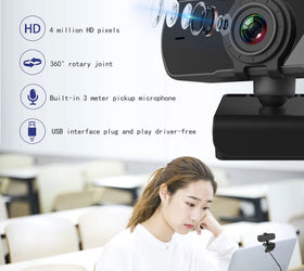 NÖRDIC USB Webcam 2K Full HD 30fps med mikrofon roterbar 360grader 4megapixel