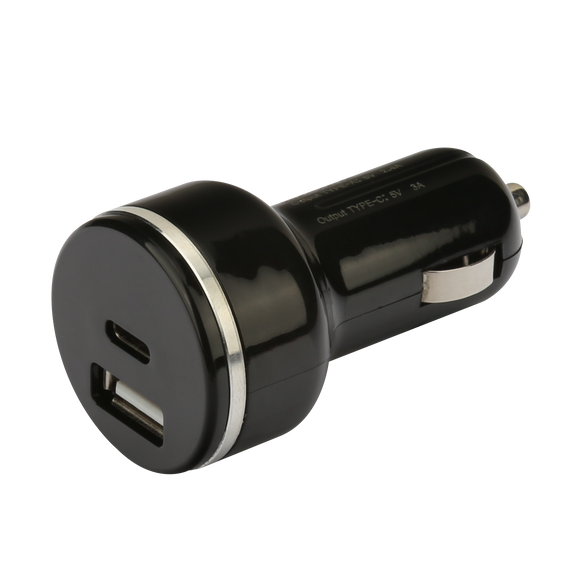 snabb billaddare USB C Power Delivery 18W och USB A Quick Charger QC3.0 18WUSB Car charger Type C 18W+QC3.0 18W