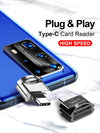 USB-C 3.1 kortläsare med nyckelring 5Gbps TF, MicroSD, Micro SDHC, Micro SDXC 2TB UHS-I grå