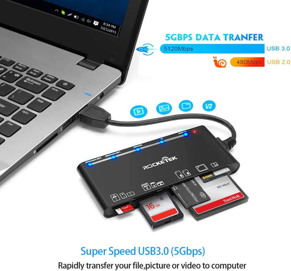 7i1 USB-A kortläsare 2xSD/2xTF/CF/XD/MicroSD 2TB 5Gbps UHS-I