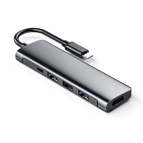 1 till 5 USB C Dockningsstation 1xHDMI 4K 30Hz 1xUSB C PD 60W 3xUSB3.1 5Gbps Aluminium Space Grey