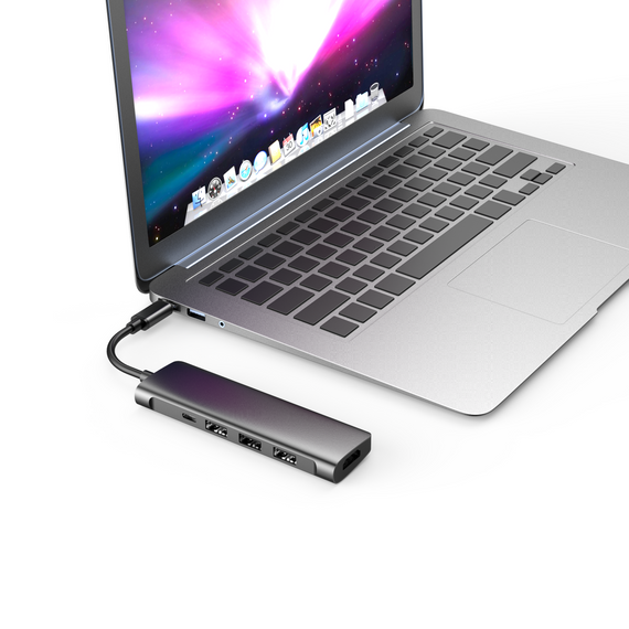 1 till 5 USB C Dockningsstation 1xHDMI 4K 30Hz 1xUSB C PD 60W 3xUSB3.1 5Gbps Aluminium Space Grey
