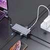 1 till 7 USB C Aluminium Dockningsstation 1xHDMI 4K 30Hz 1xRJ45 Giga Ethernet 2xUSB 3,1 5Gbp 1x USB C PD87W 1xSD/TF kortläsare silver