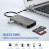 1 till 5 USB-C adapter SD/TF och CF kortläsare med 2xUSB3.0 upp till 5Gbps