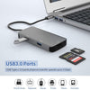 NÖRDIC 1 till 5 USB-C adapter SD/TF och CF kortläsare med 2xUSB3.0 upp till 5Gbps