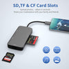 NÖRDIC 1 till 5 USB-C adapter SD/TF och CF kortläsare med 2xUSB3.0 upp till 5Gbps