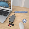 1 till 5 USB-C adapter SD/TF och CF kortläsare med 2xUSB3.0 upp till 5Gbps
