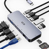 1 till 11 USB-C dockingsstation för trippla monitorer 2xHDMI 4K30Hz, 1xVGA  PD 100W Macbook M1 M2 Thunderbolt 3 & 4