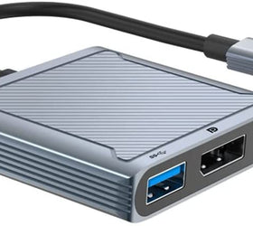 NÖRDIC 1 till 3 Dockningstation USBC to 1xDP 8K60Hz 1xUSBC 100W PD och 1xUSB-A 5Gbps