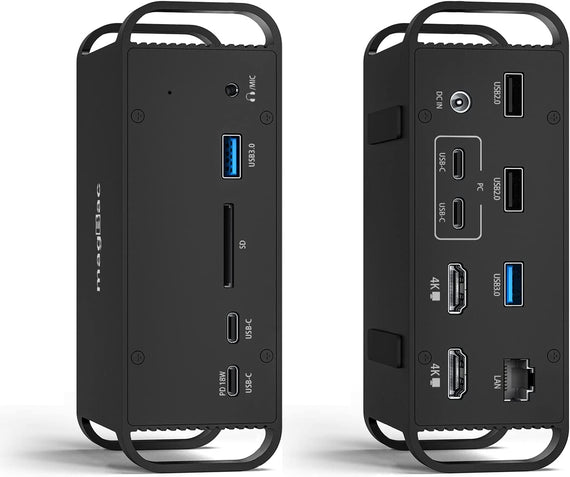 2 till 14 USB-C Macbook dockningstation dubbla monitorer 2xHDMI 4K60Hz 7xUSB 1xUSB-C PD65W 1xRJ45 1xAudio 1xSD Thunderbolt 3/4 USB4