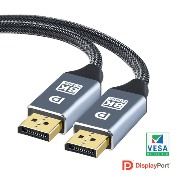 CERTIFIED CABLES 2m Displayportkabel 1.4 UHD 8K60Hz 4K144Hz HBR3 32,4Gbps 10-bit HDR
